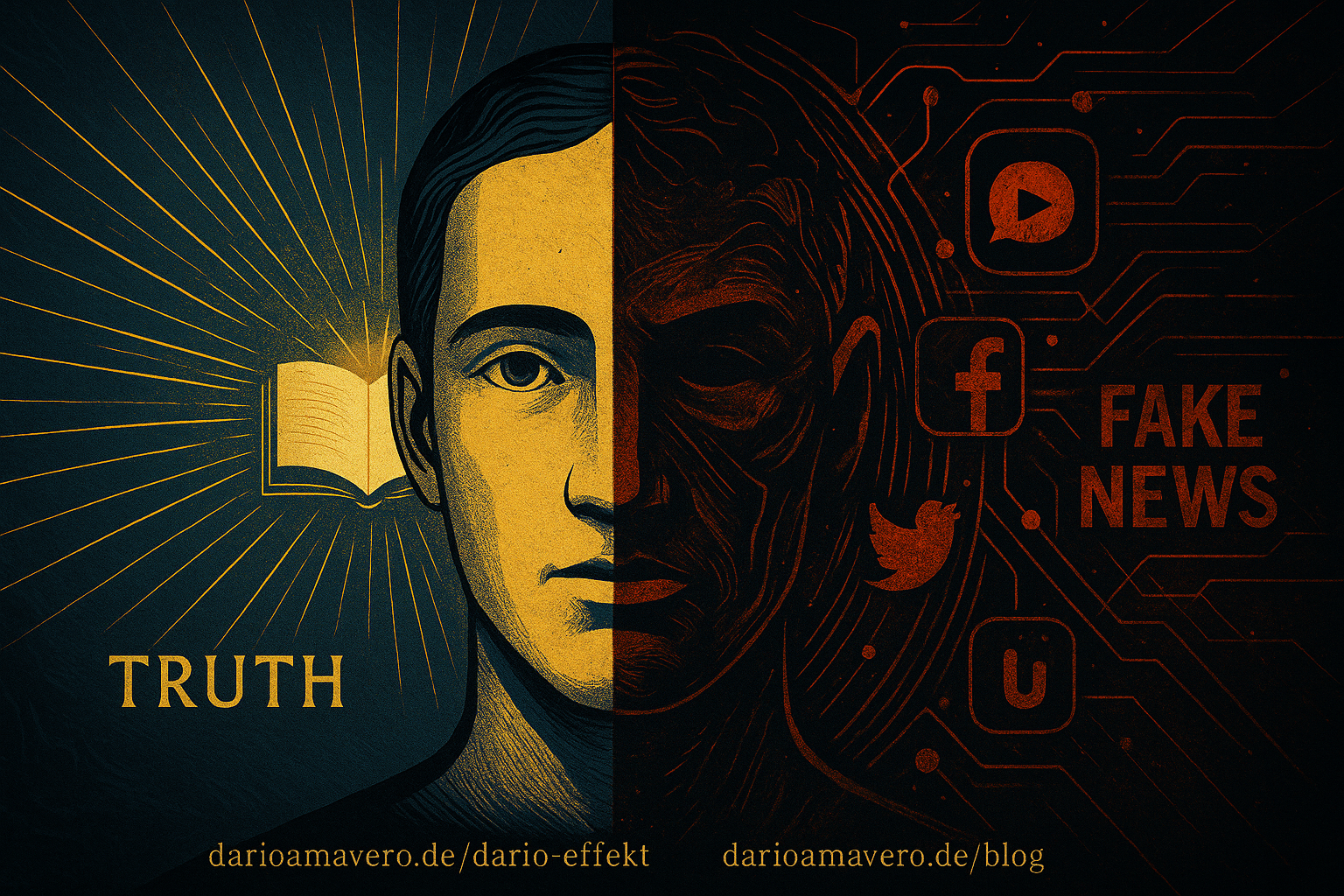 Truth vs Fake News - Symbolische Darstellung der Informationsspaltung